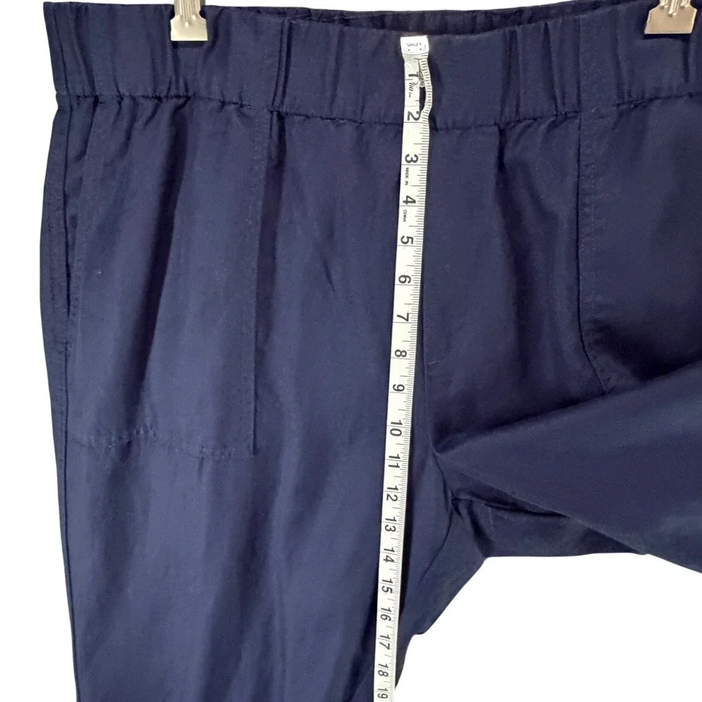 Banana Republic Tencel Linen Pants Womens XL Blue Tapered Relaxed Minimalist